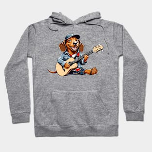 Dachshund Playing Guitar Hoodie